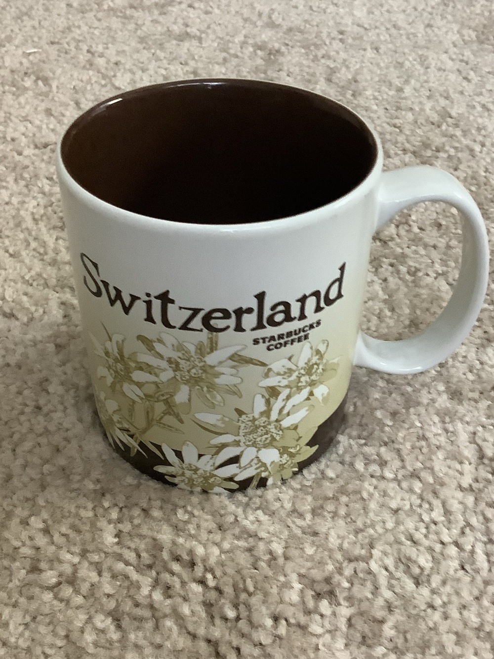 Starbucks Switzerland Floral Ceramic Mug - White & Brown